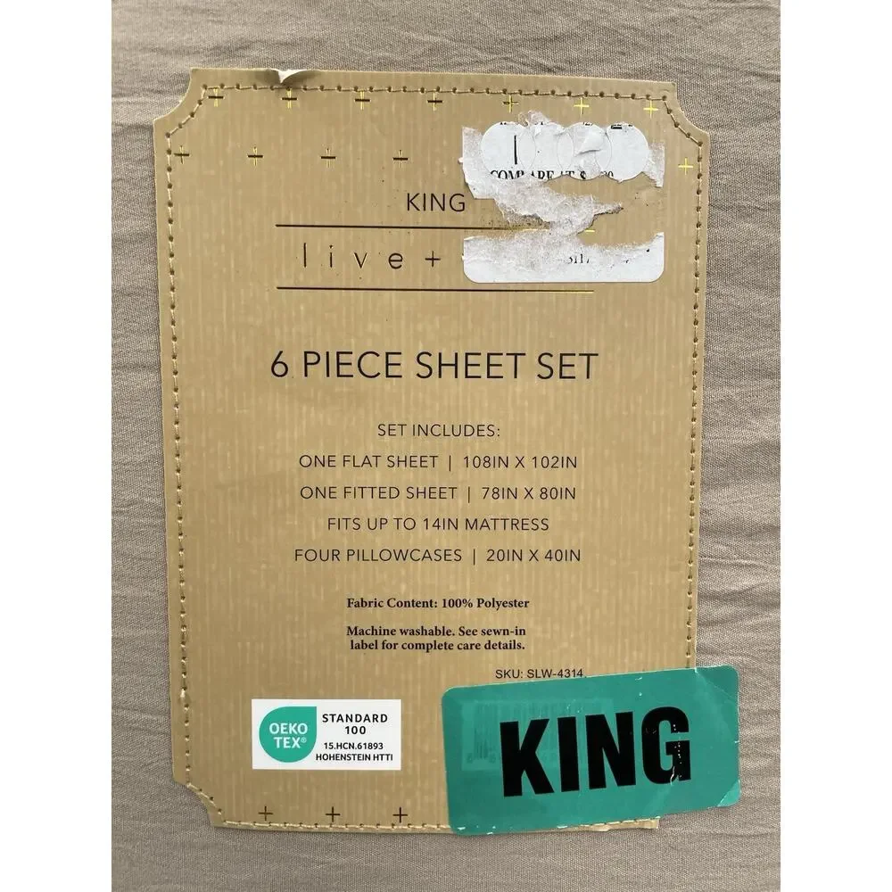 Live + Well 6 Piece Brown King Sheet Set New with Tags - Fast Shipping! - Picture 5 of 5